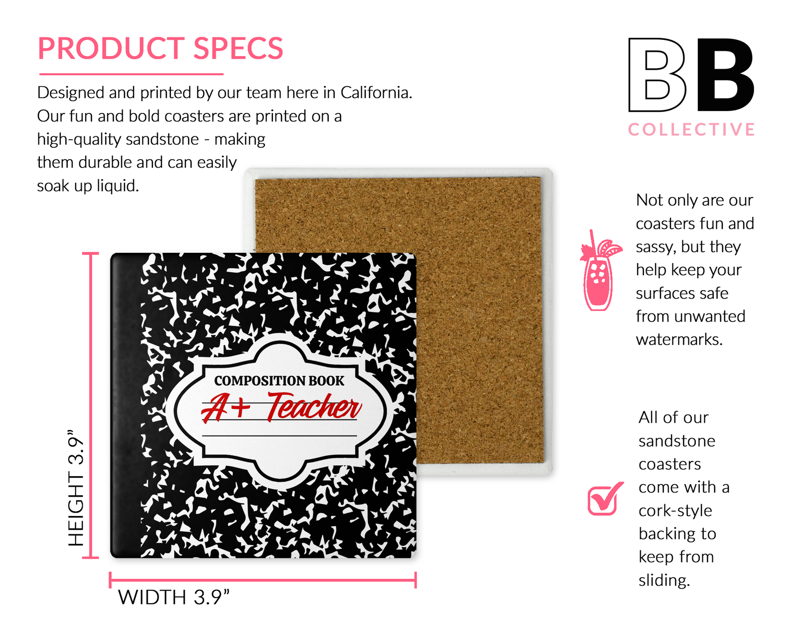 Composition Book Teacher Coasters