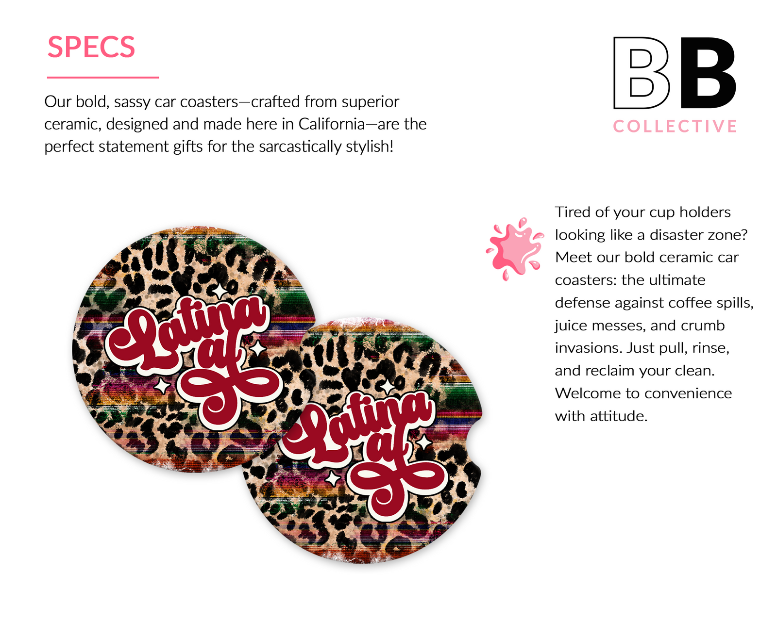 Latina AF Ceramic Car Coasters