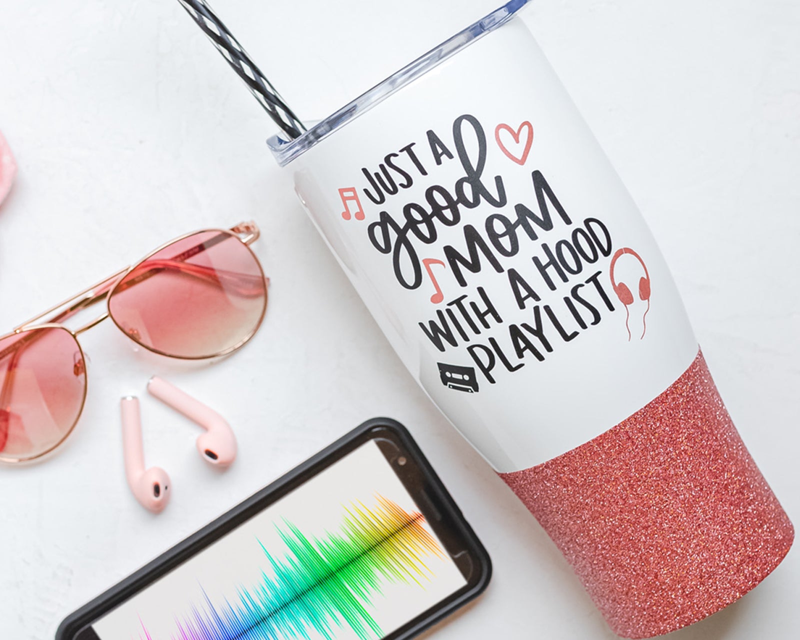 Just a Good Mom with a Hood Playlist Tumbler