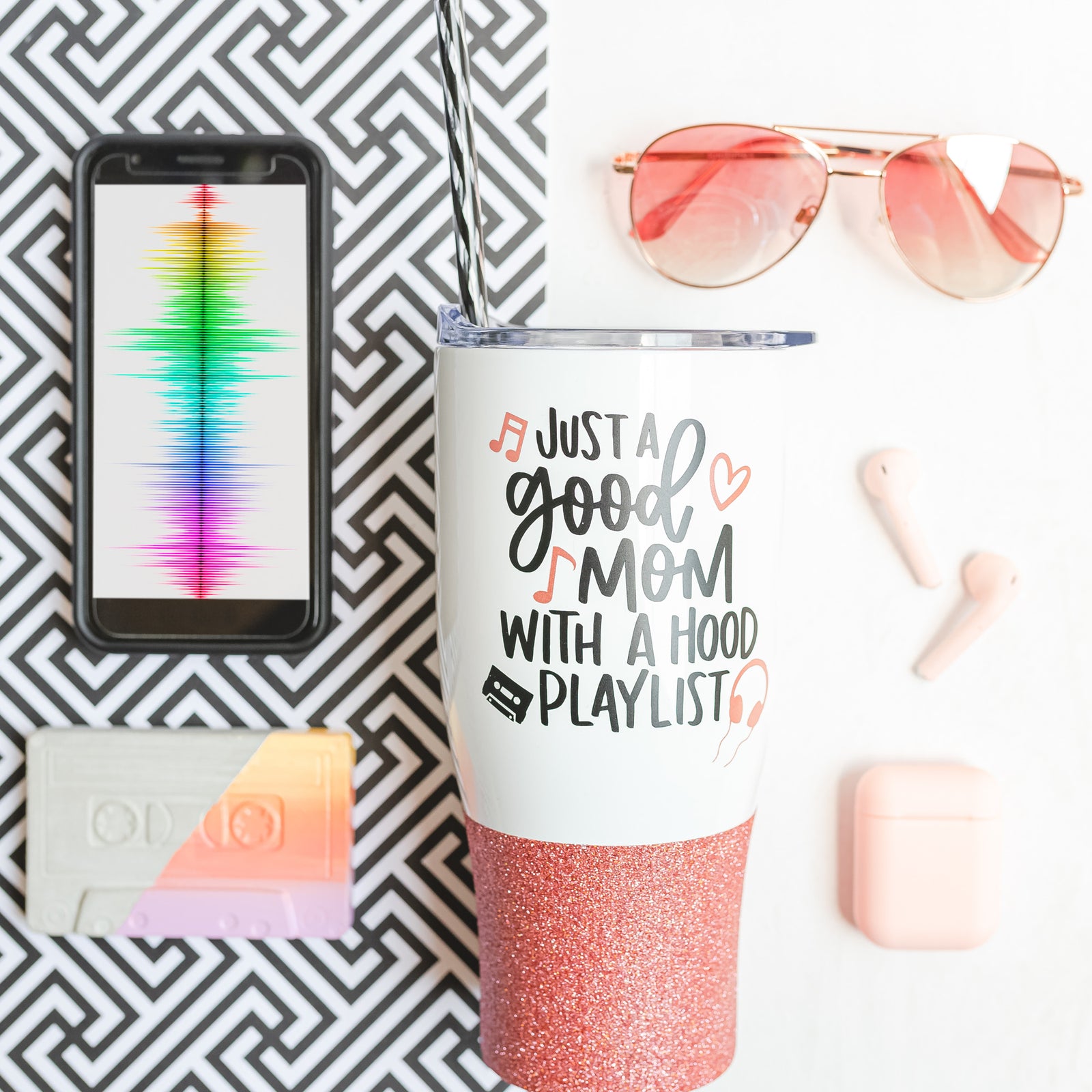 Just a Good Mom with a Hood Playlist Tumbler