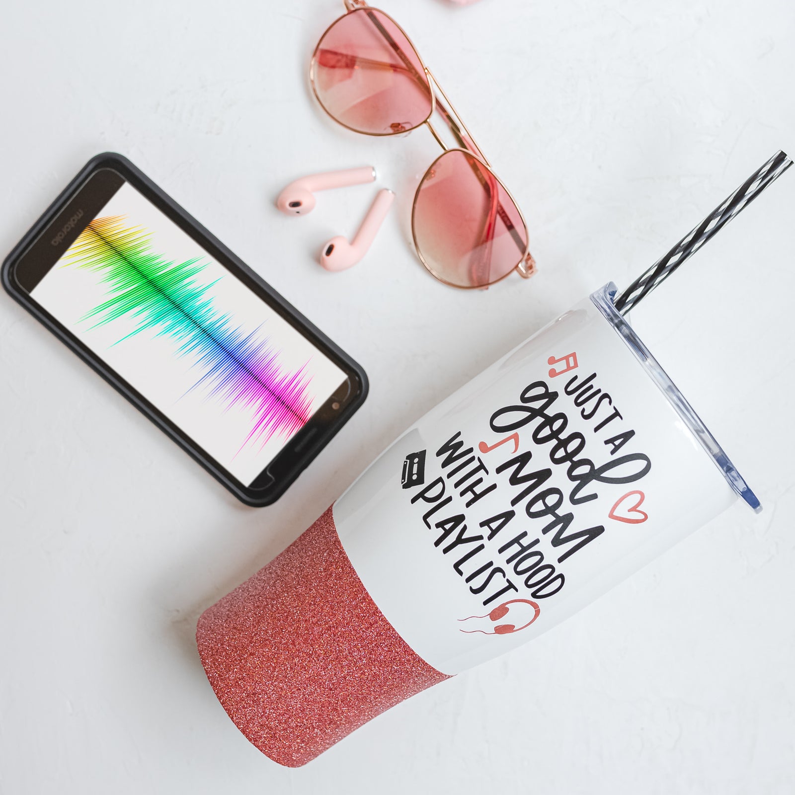 Just a Good Mom with a Hood Playlist Tumbler