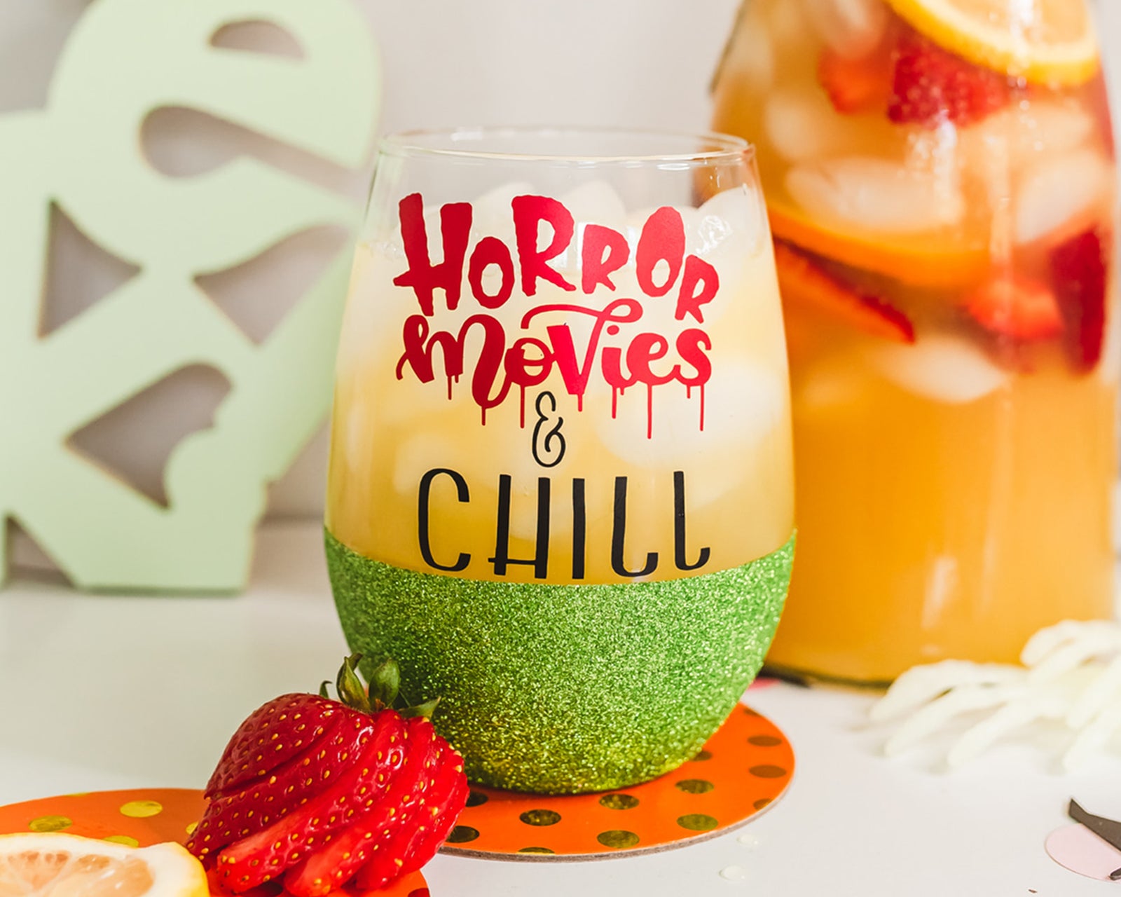 Horror Movies & Chill Wine Glass