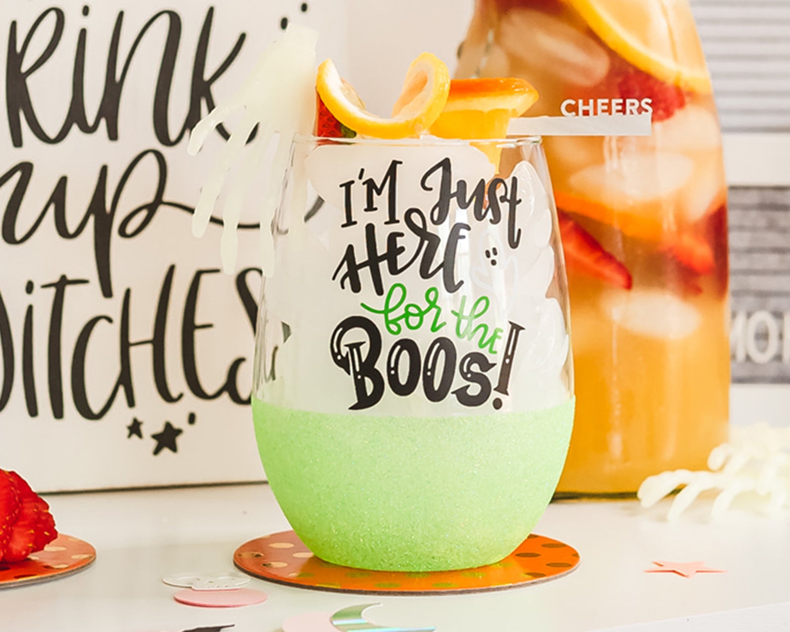 I'm Just Here For The Boos Wine Glass