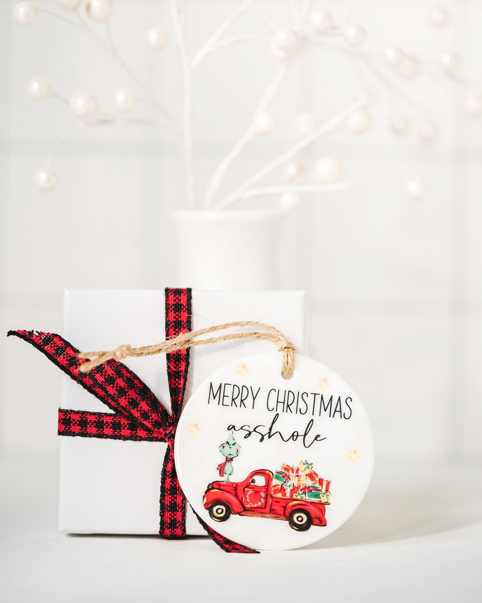 Merry Christmas A**hole Ceramic Ornament