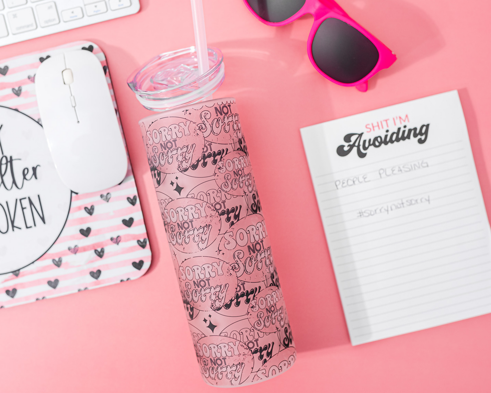 Sorry Not Sorry Glass Tumbler