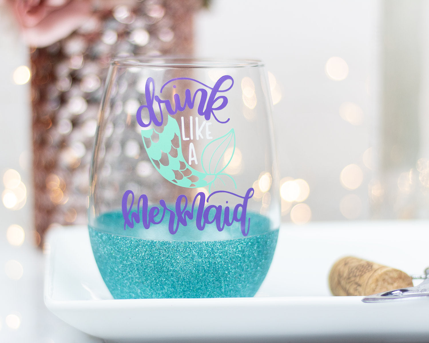 Drink Like A Mermaid Wine Glass