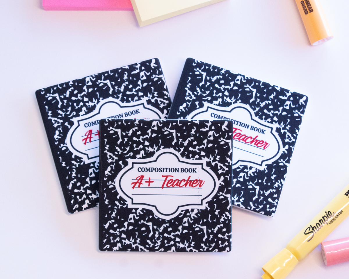 Composition Book Teacher Coasters