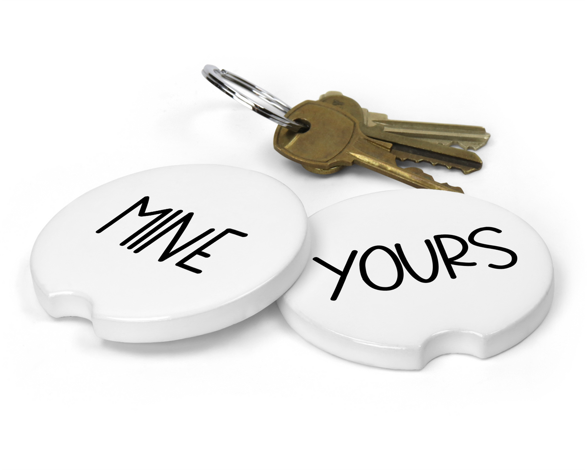 Mine &amp; Yours Ceramic Car Coasters