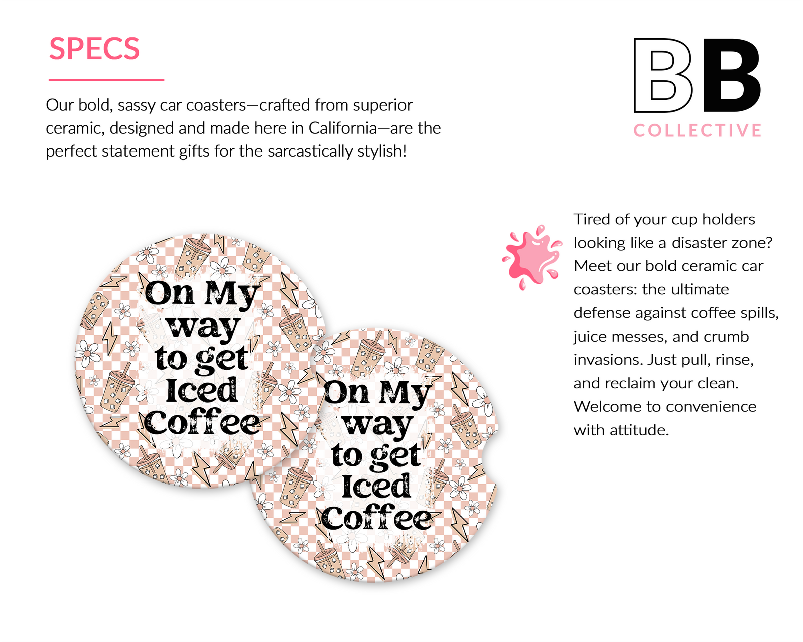 On My Way Ceramic Car Coasters