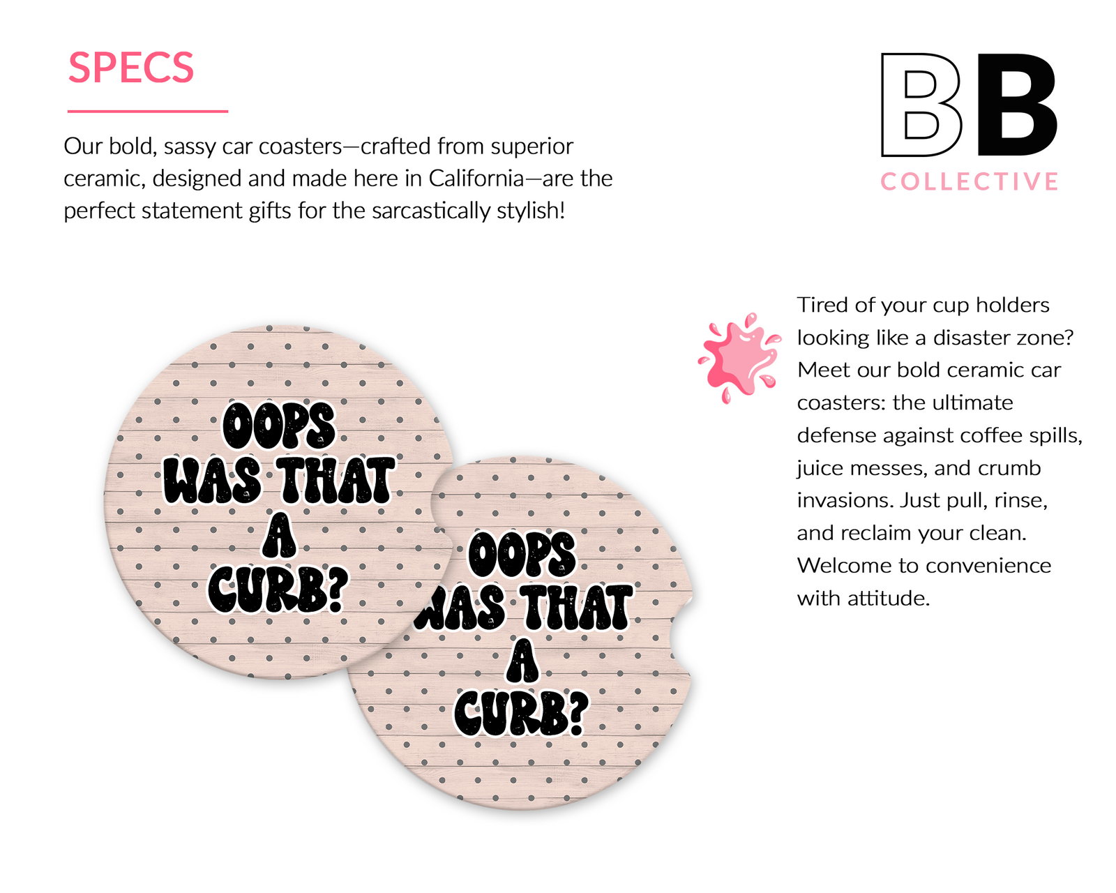 Oops Was That A Curb Ceramic Car Coasters