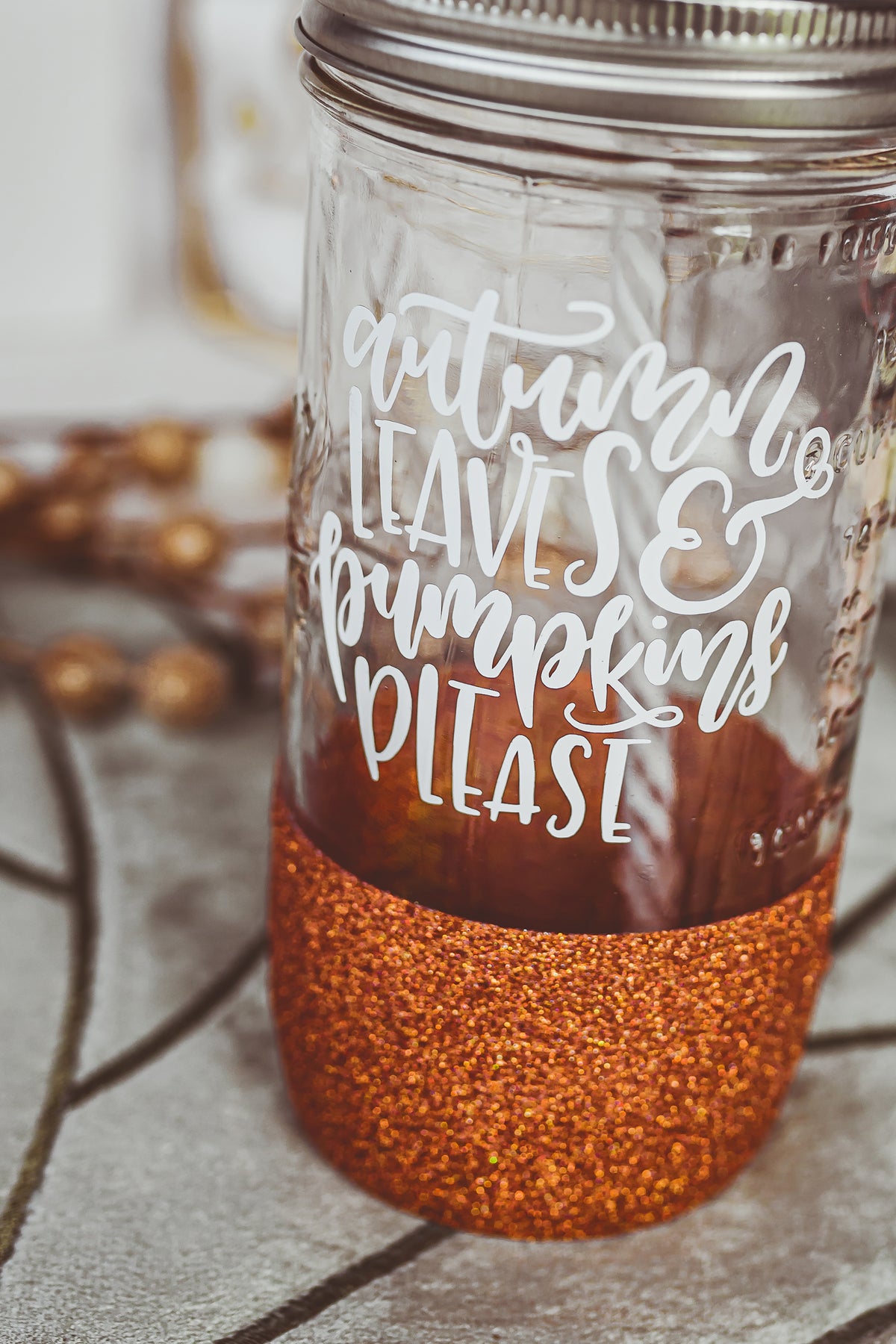 Autumn Leaves &amp; Pumpkins Please Mason Jar Tumbler