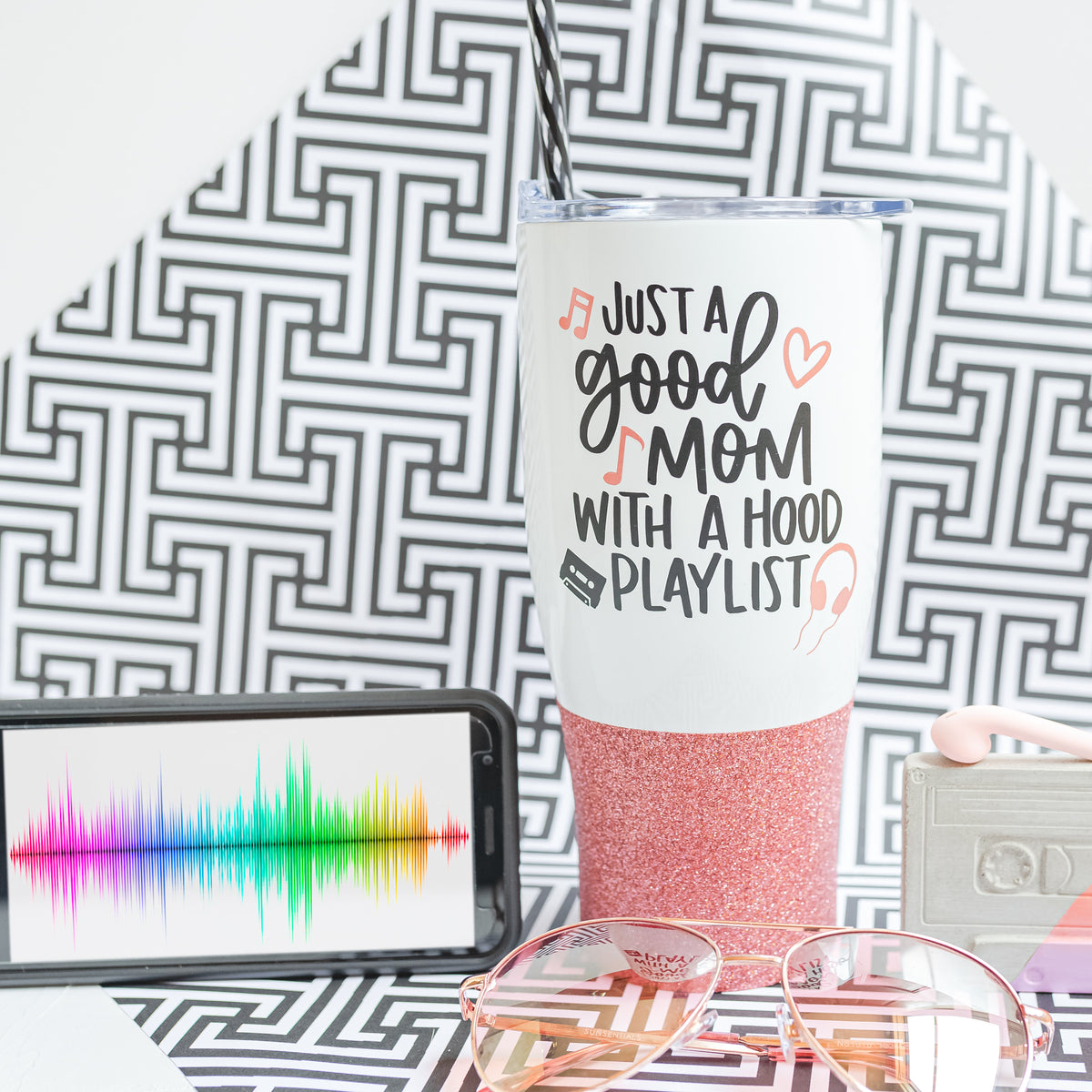 Just a Good Mom with a Hood Playlist Tumbler