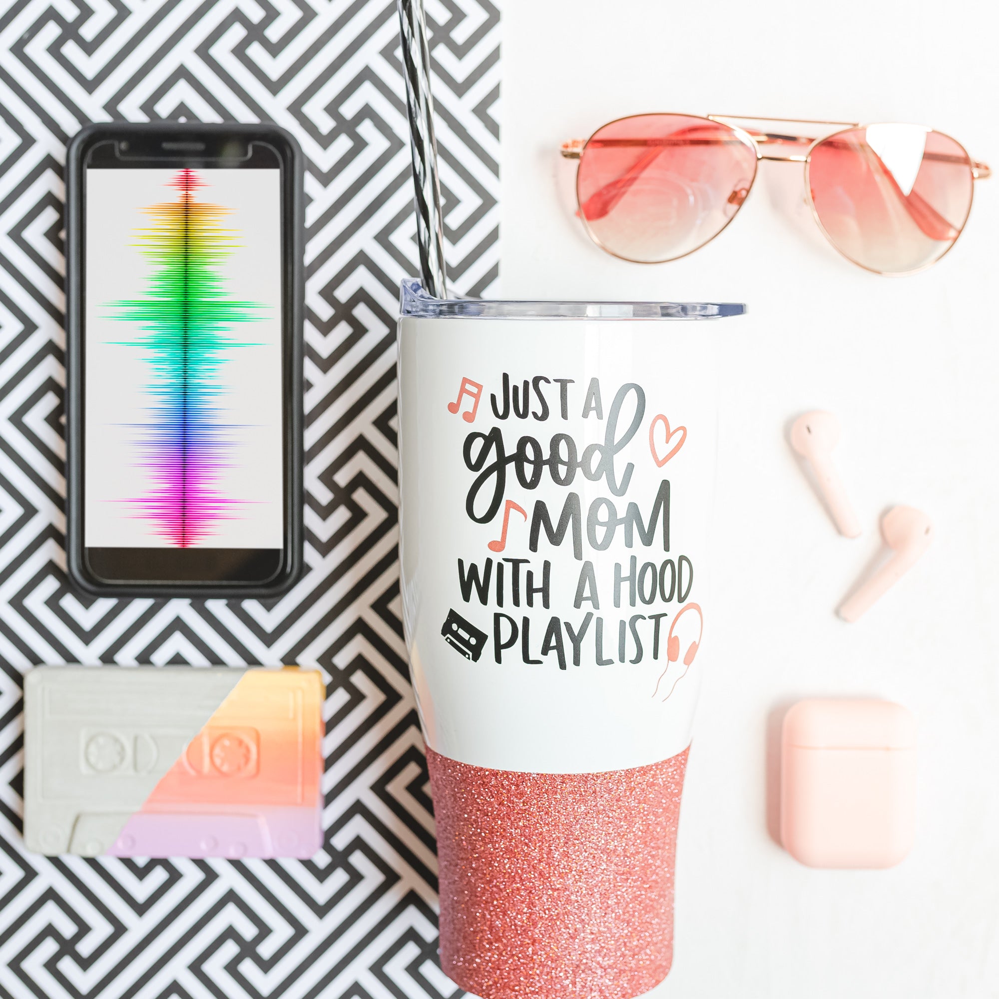 Just a Good Mom with a Hood Playlist Tumbler