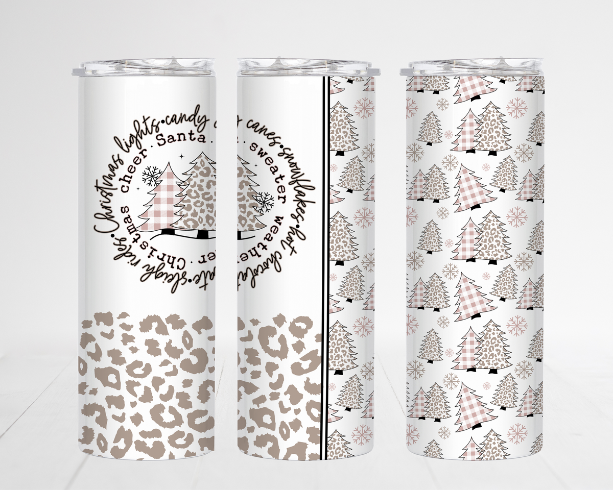 Leopard Plaid Print Holiday Skinny Tumbler