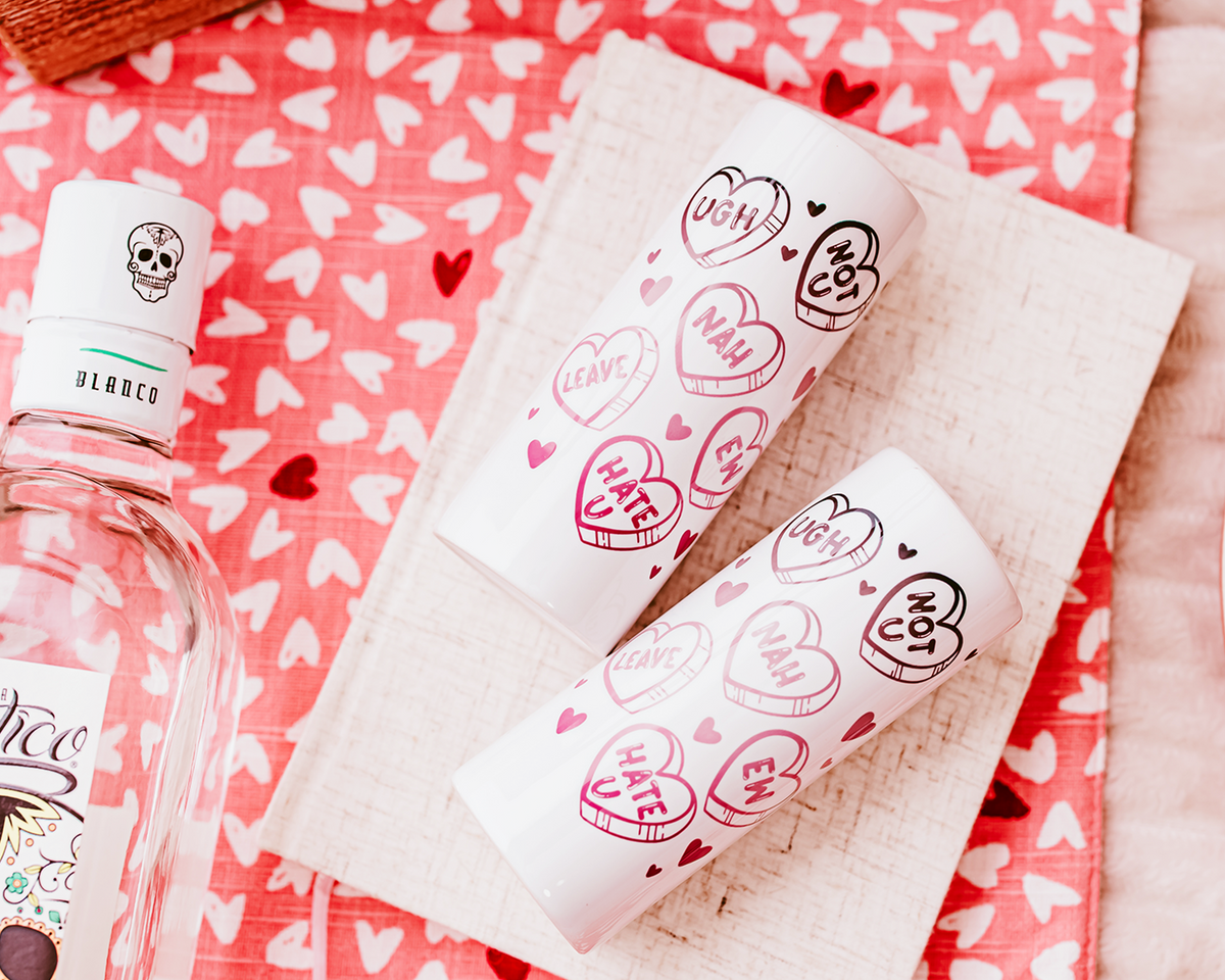 Sarcastic Conversational Hearts Shot Glasses