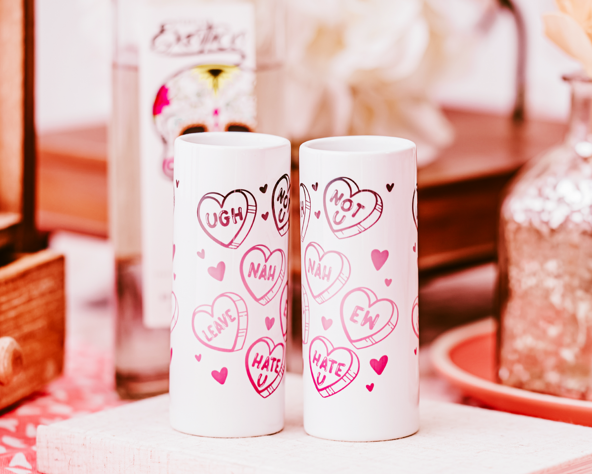 Sarcastic Conversational Hearts Shot Glasses