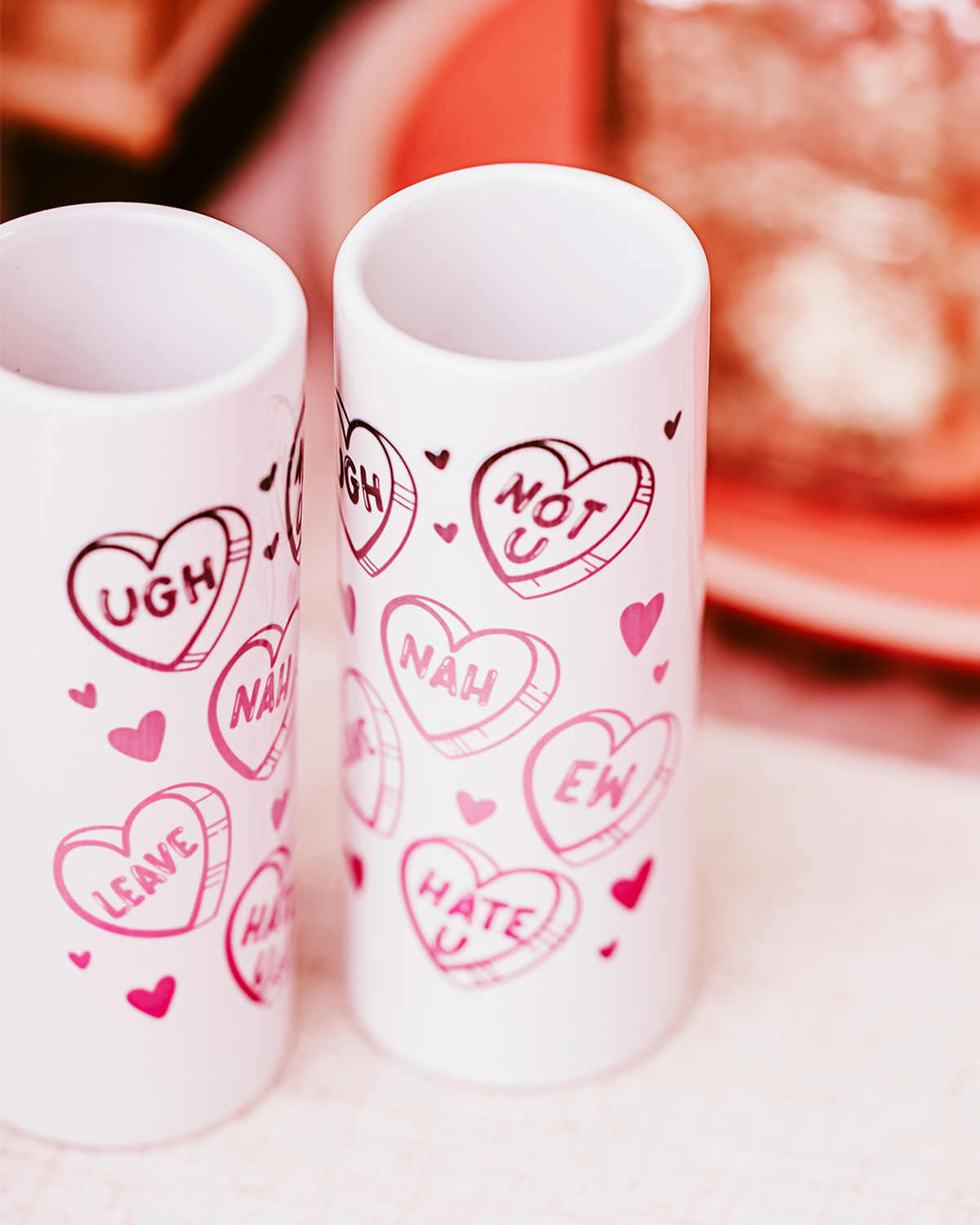 Sarcastic Conversational Hearts Shot Glasses
