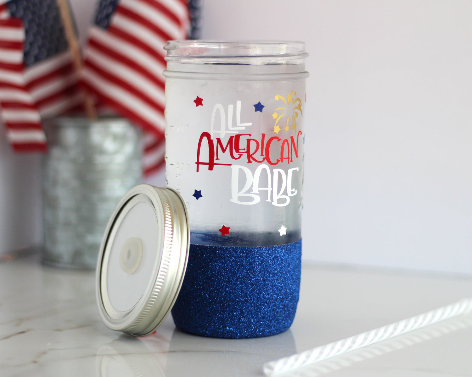 All American Babe Mason Jar Tumbler