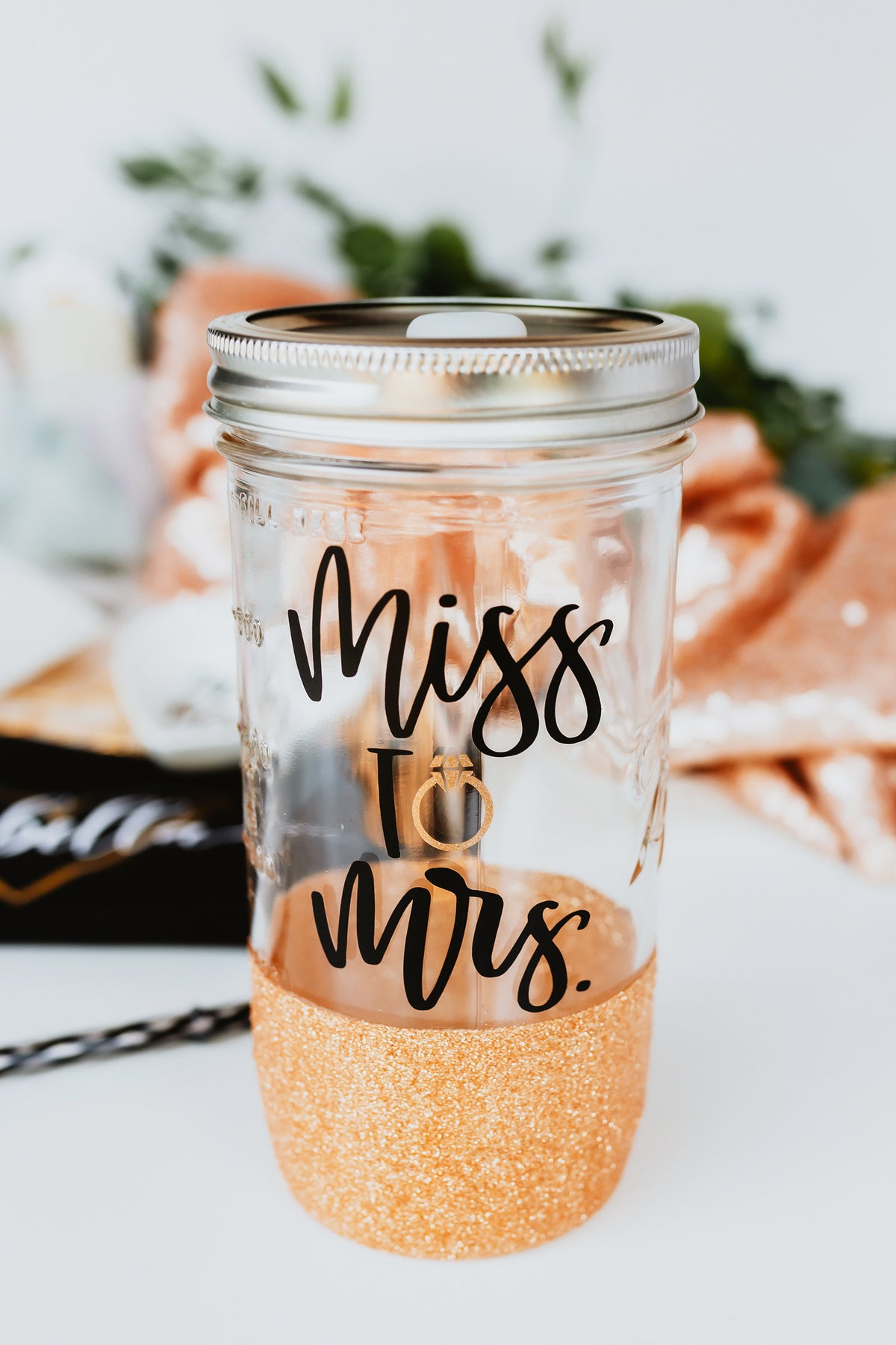 MIss to Mrs Mason Jar Tumbler