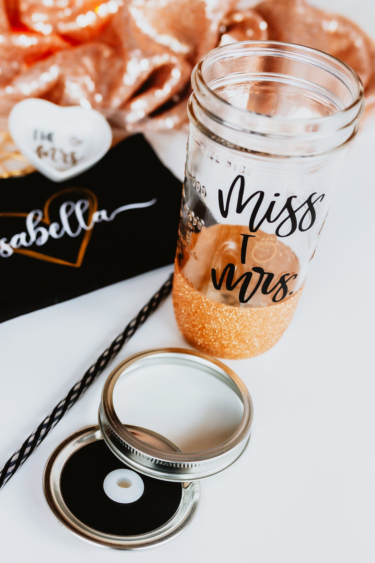 MIss to Mrs Mason Jar Tumbler