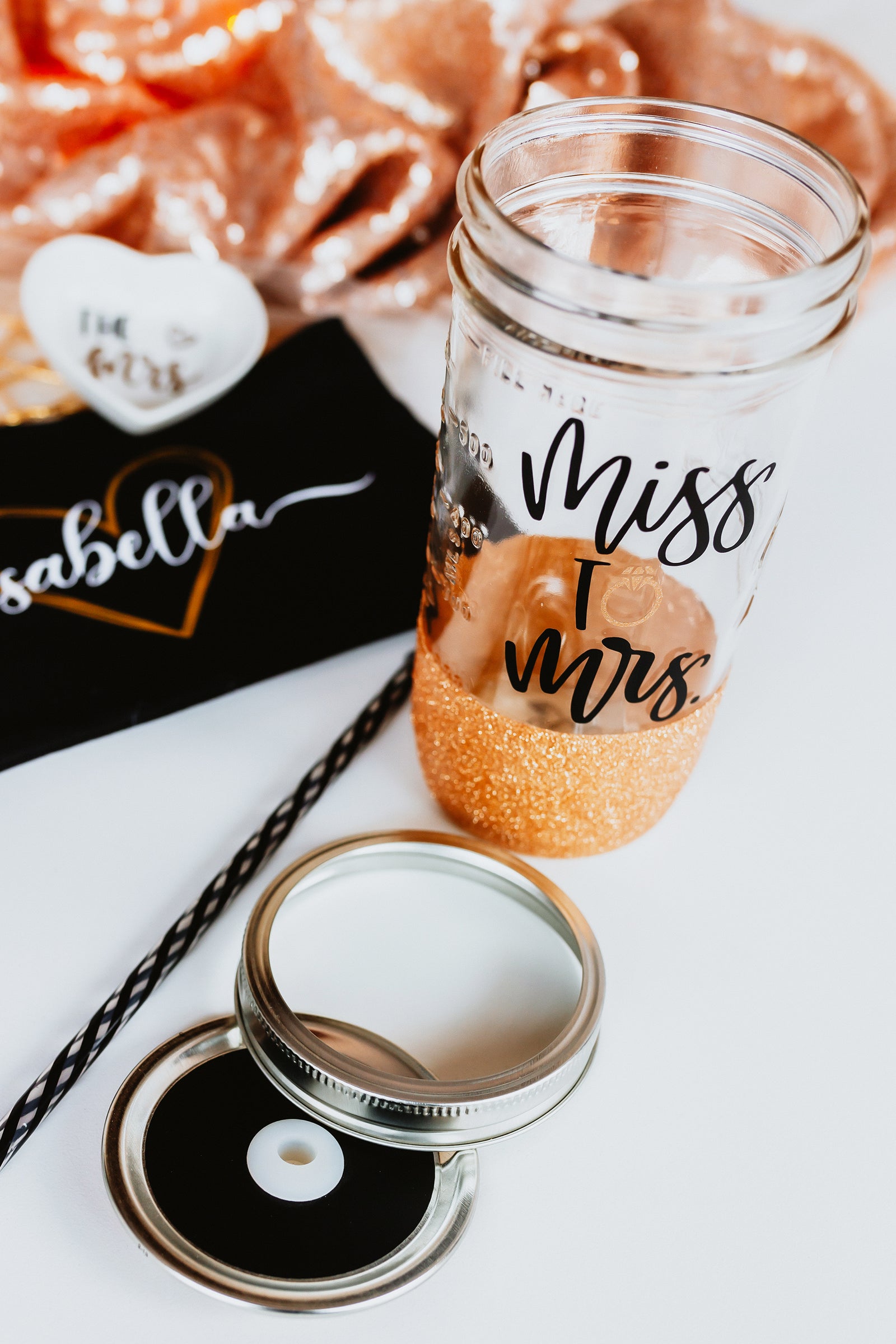MIss to Mrs Mason Jar Tumbler