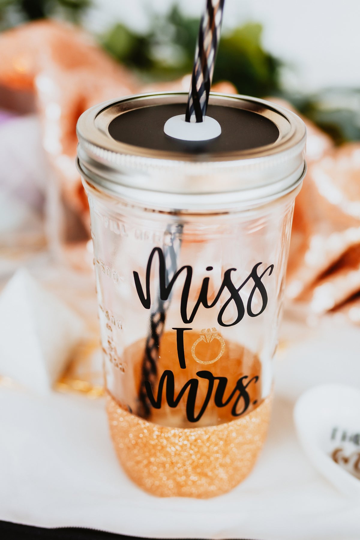 MIss to Mrs Mason Jar Tumbler
