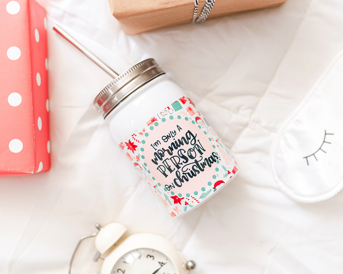Christmas Morning Mason Jar Tumbler