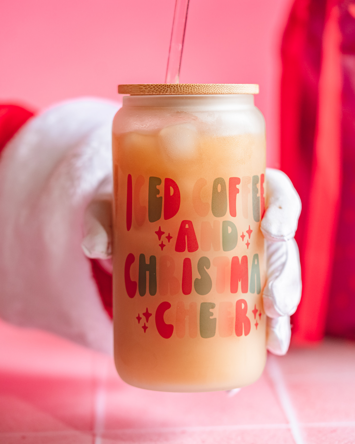 Iced Coffee &amp; Christmas Cheer Glass Can Tumbler