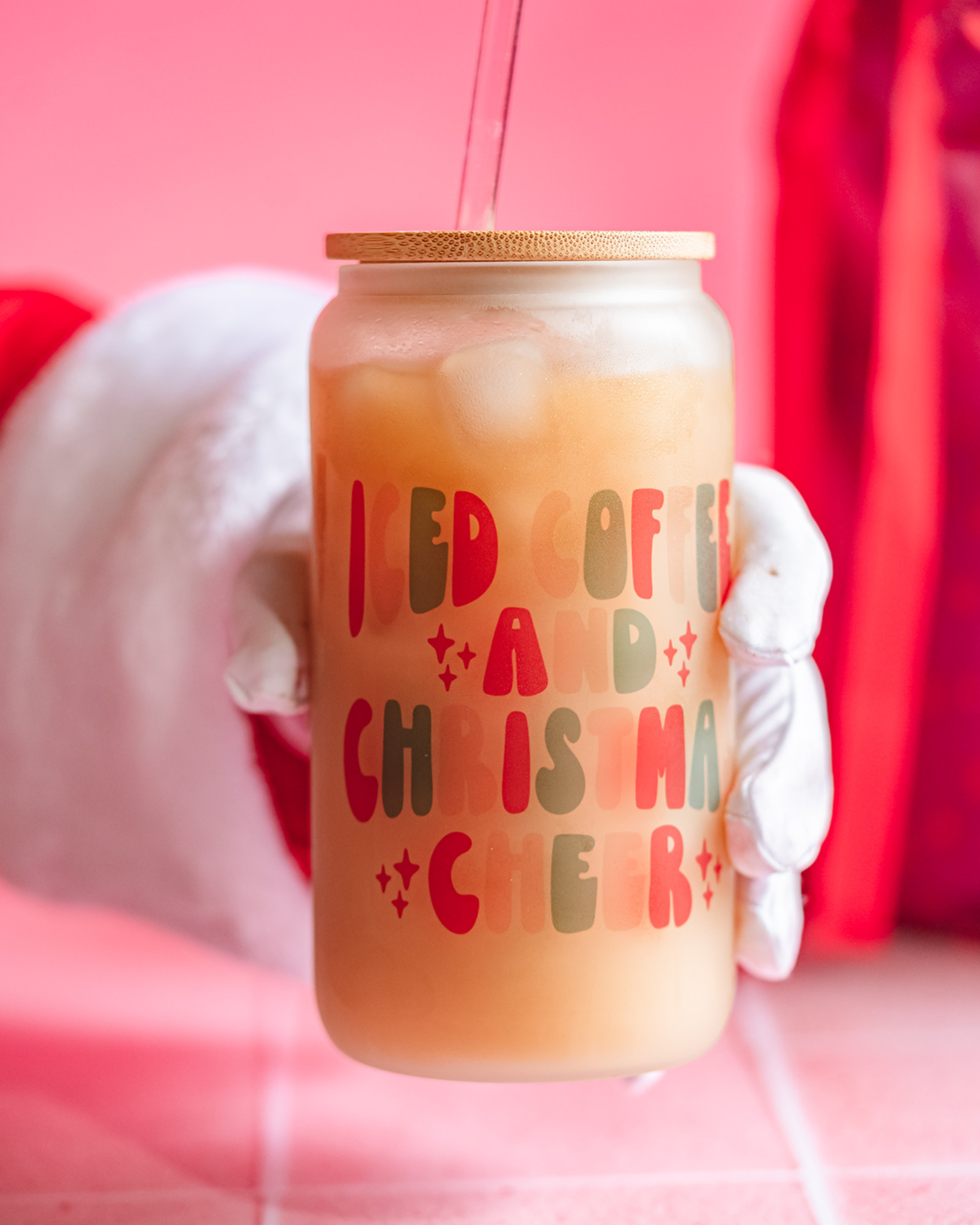 Christmas Beer Can Glass Iced Coffee Cup Christmas Glass 