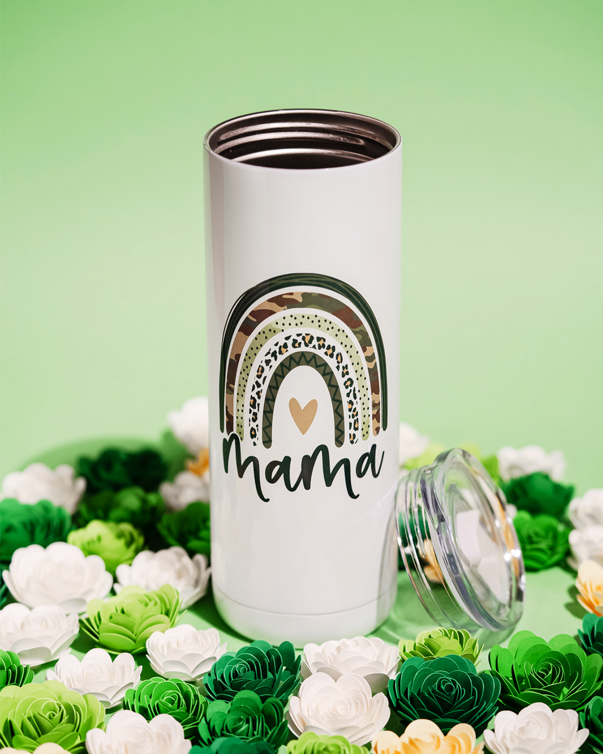 Mama Camo Rainbow Skinny Tumbler