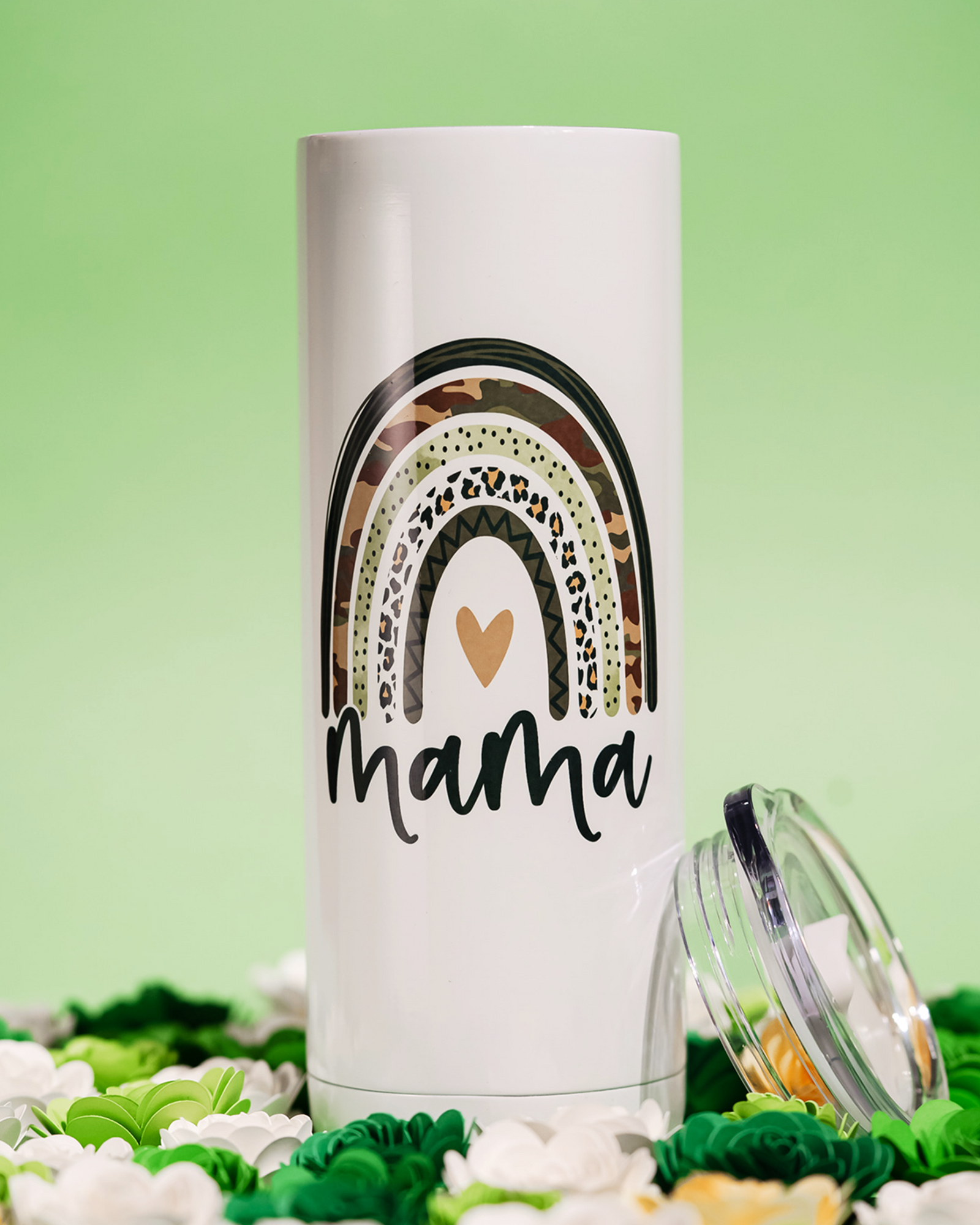 Mama Camo Rainbow Skinny Tumbler