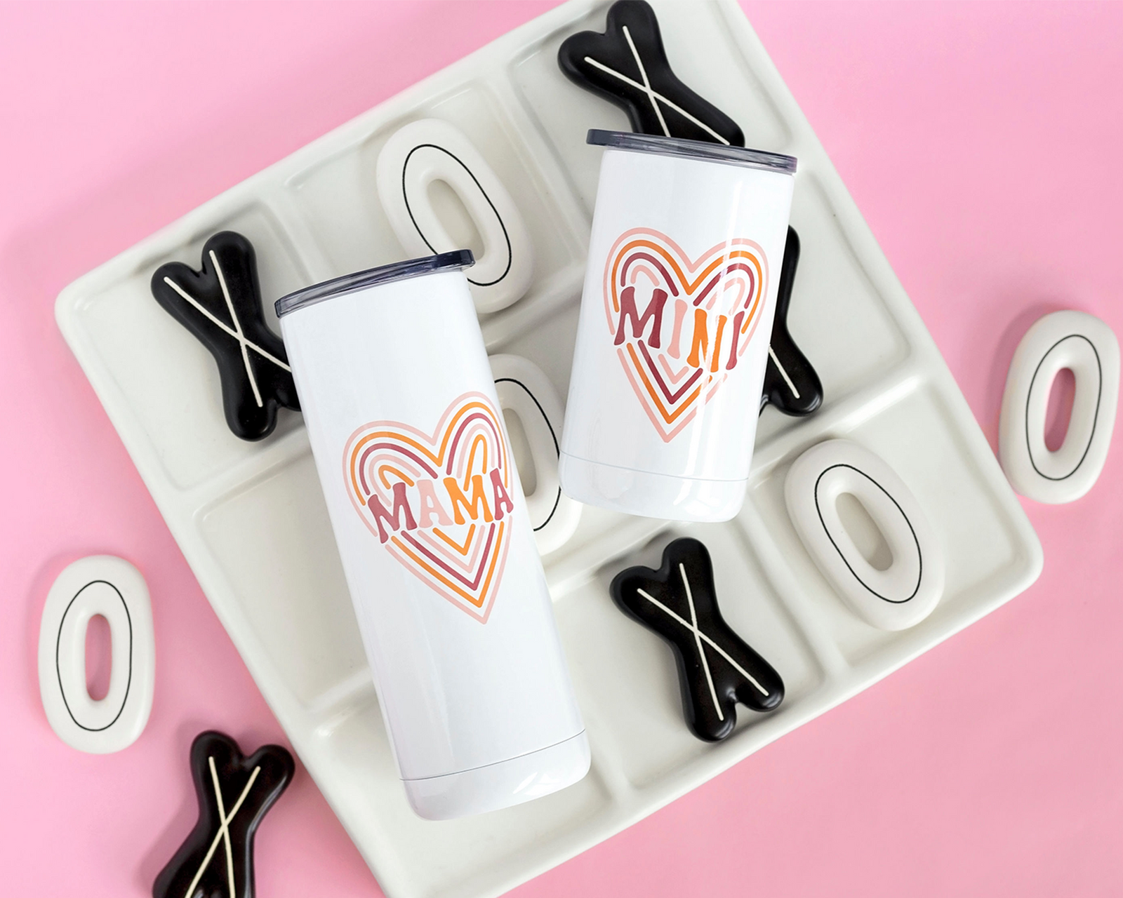 Mama & Mini Retro Heart Tumbler Set