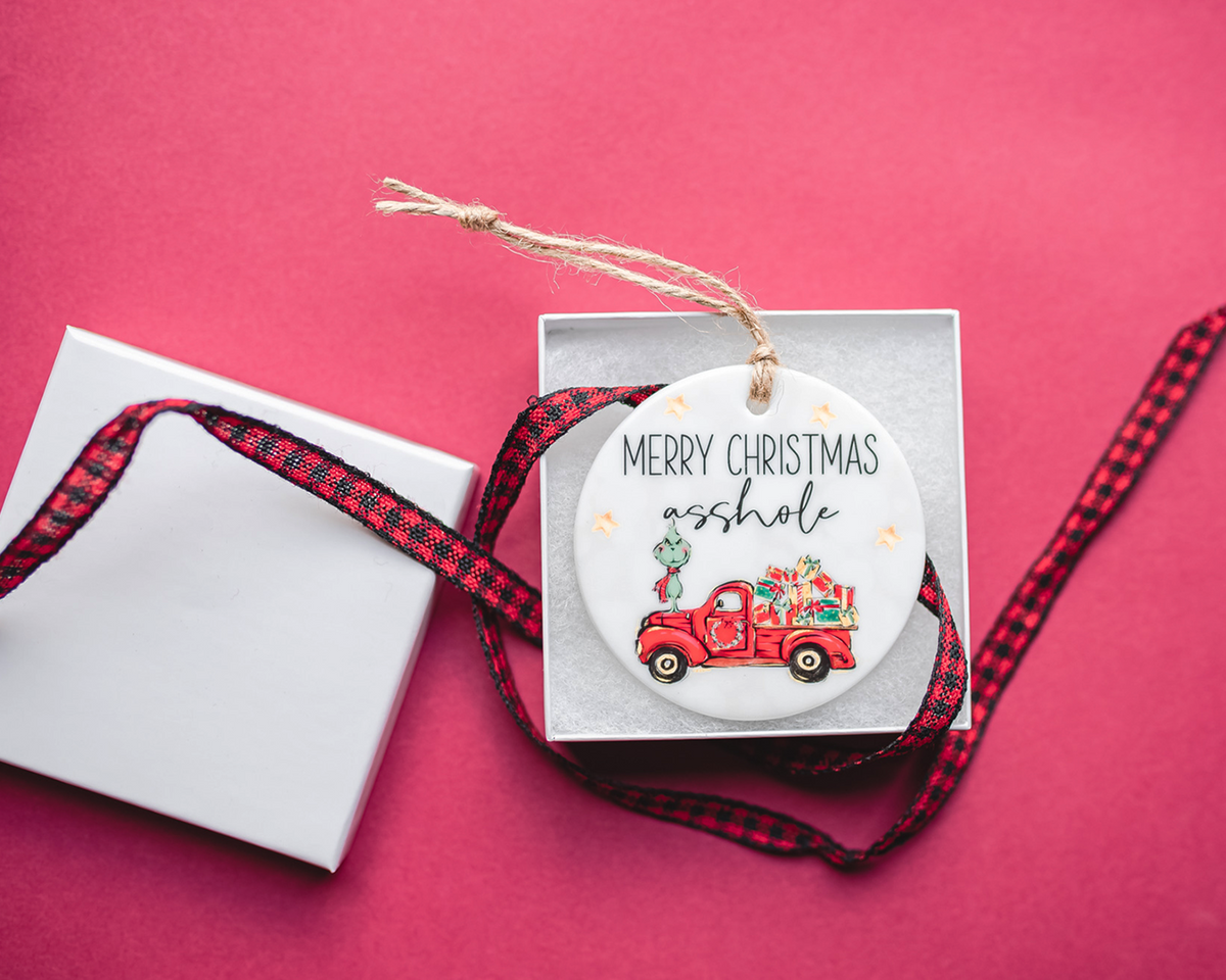 Merry Christmas A**hole Ceramic Ornament