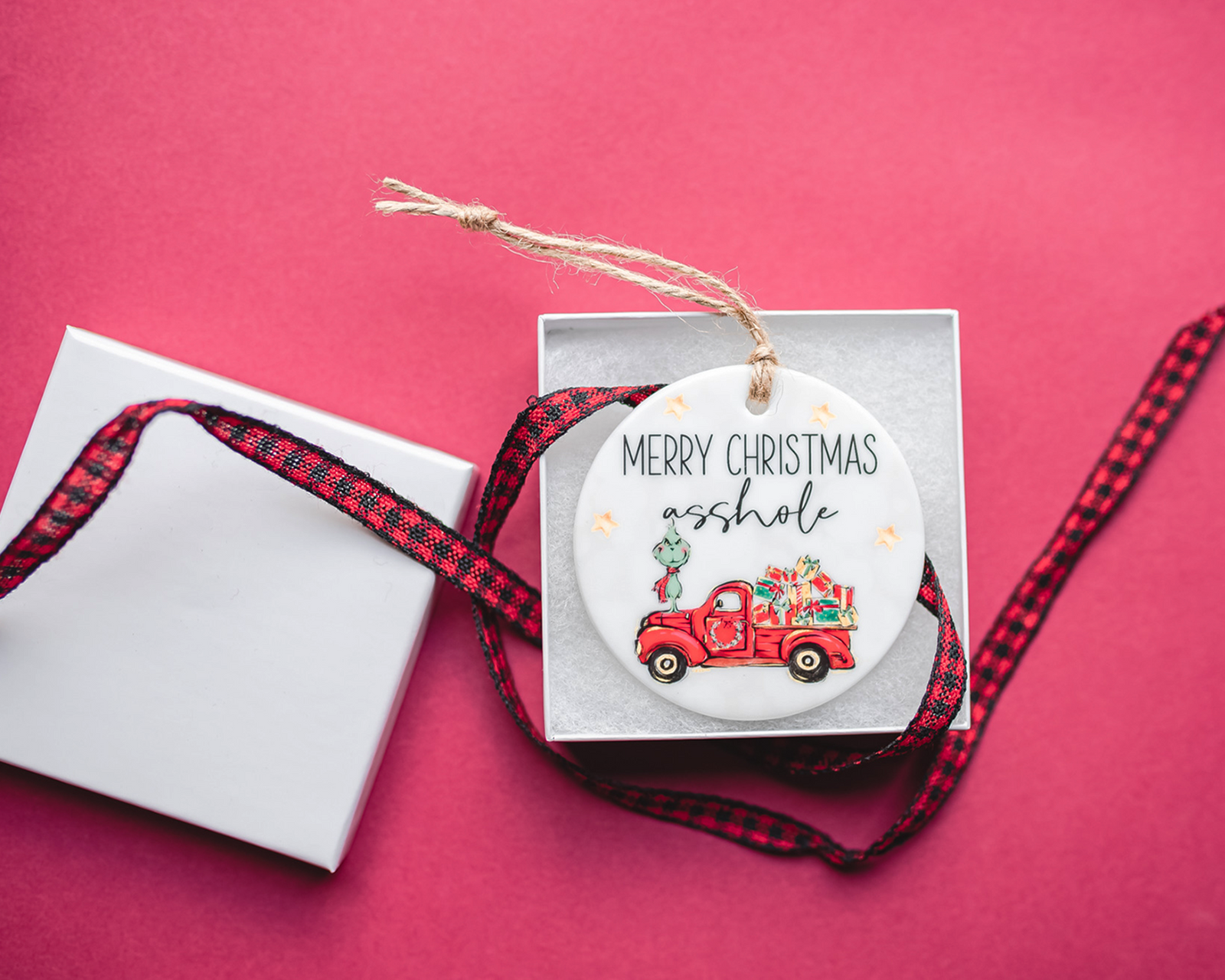 Merry Christmas A**hole Ceramic Ornament