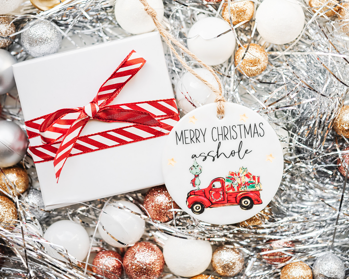Merry Christmas A**hole Ceramic Ornament