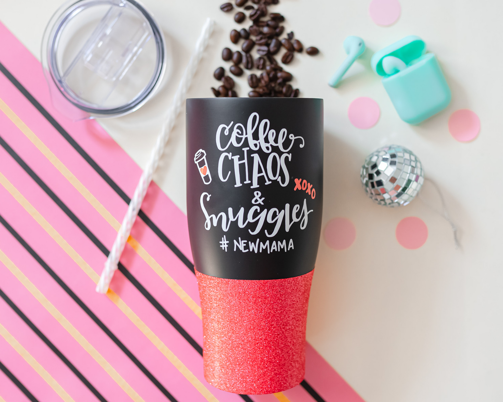 Coffee Chaos & Snuggles #New Mama Travel Tumbler