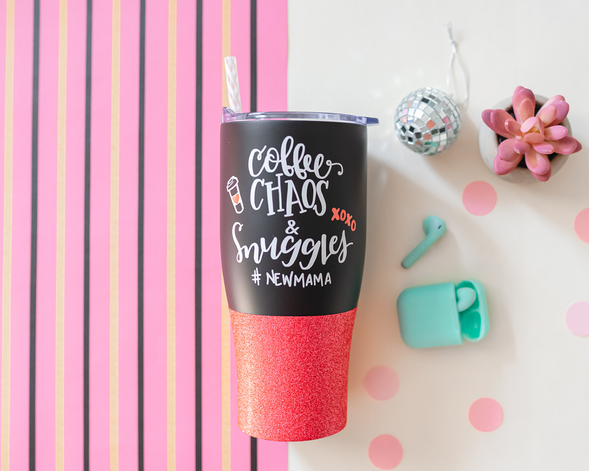 Coffee Chaos &amp; Snuggles #New Mama Travel Tumbler