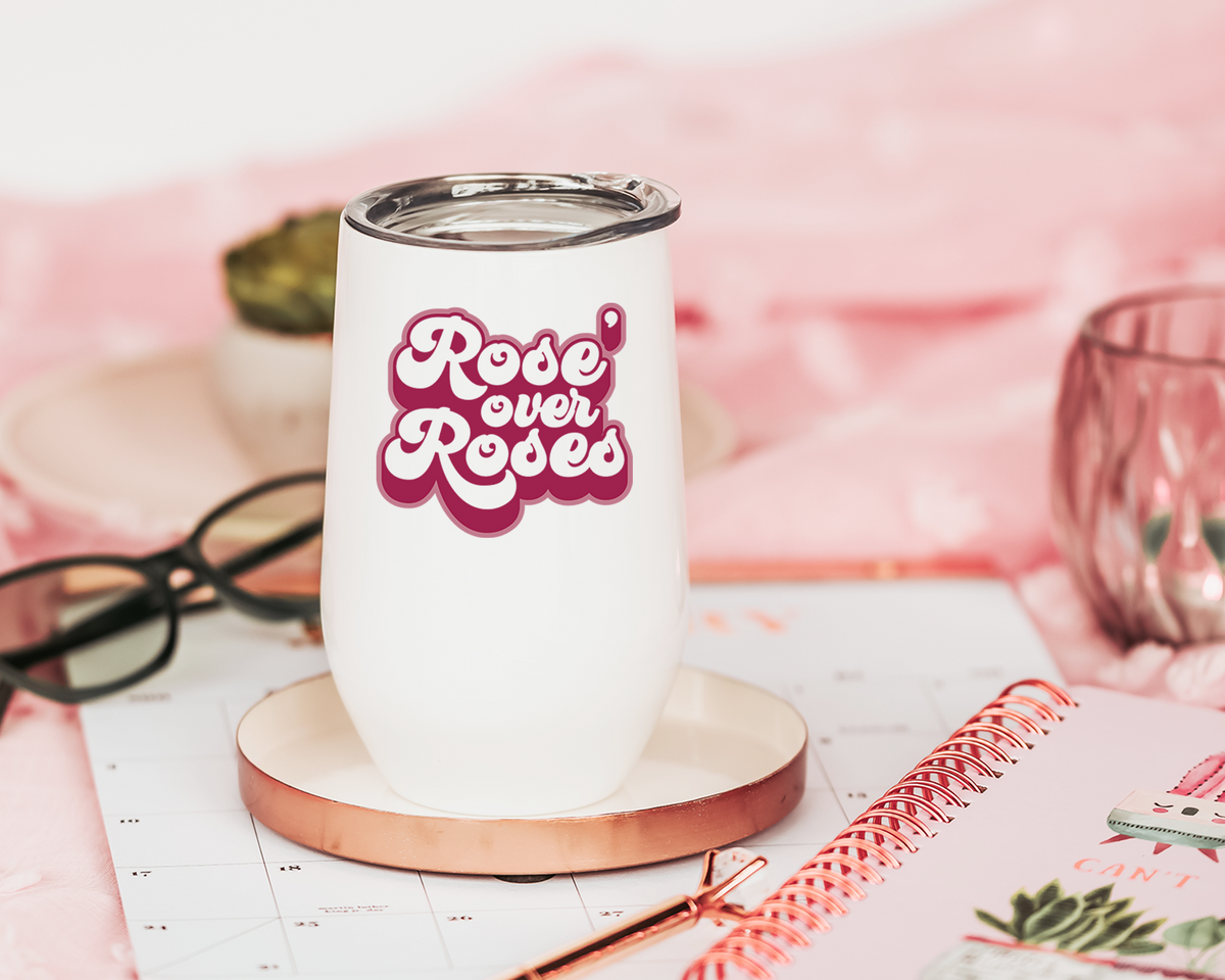 Rose&#39; Over Roses Wine Tumbler