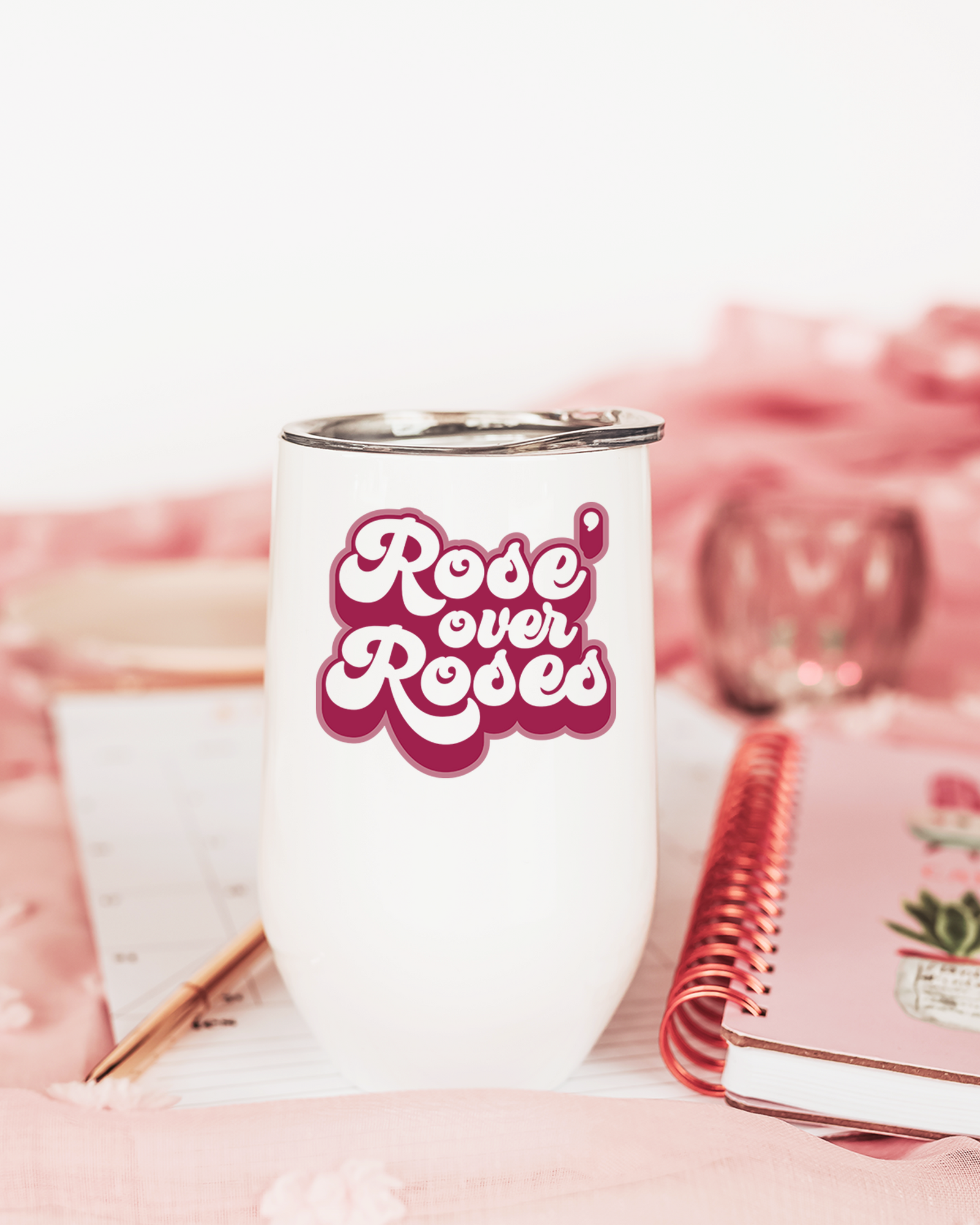 Rose' Over Roses Wine Tumbler