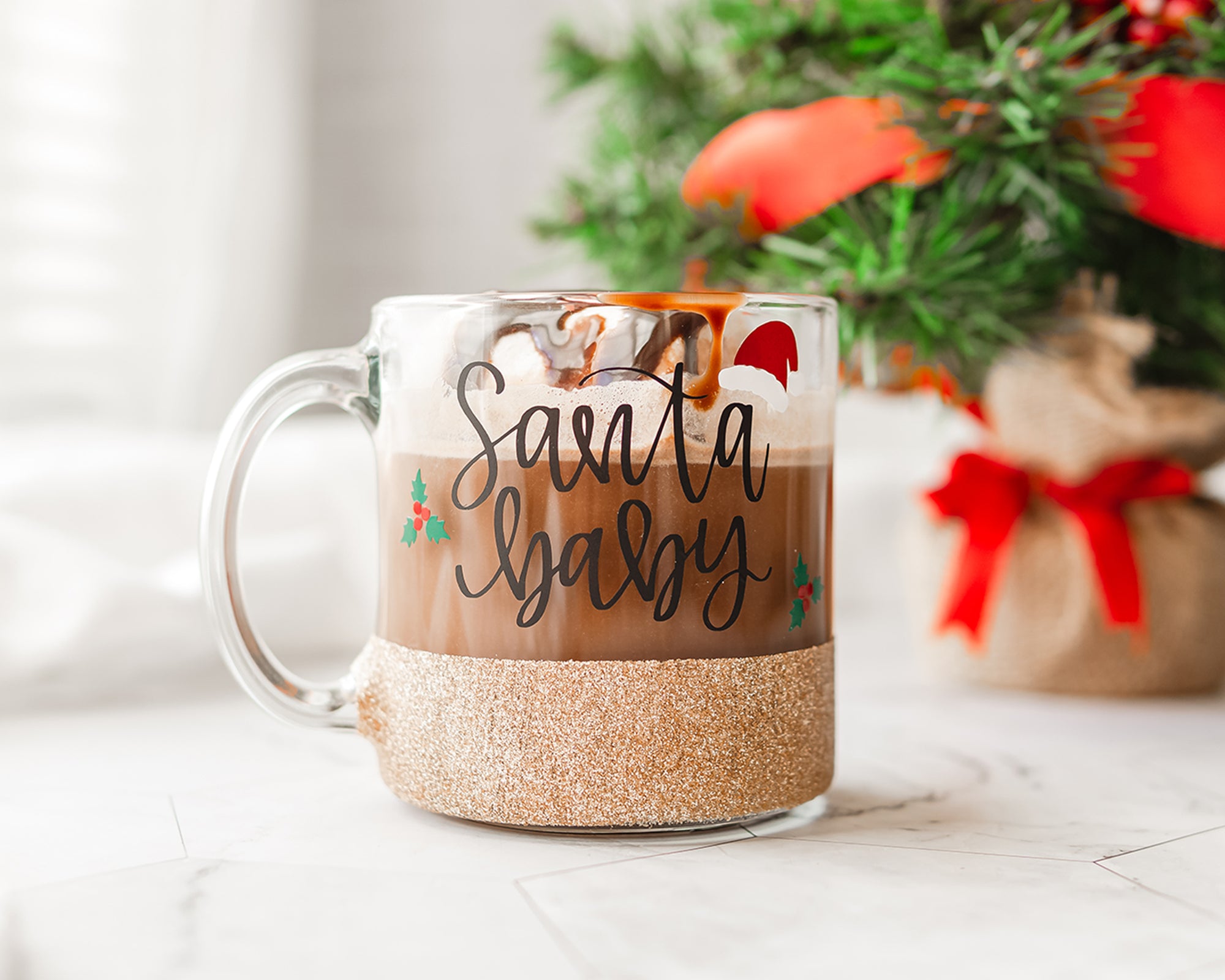 Santa Baby Glass Coffee Mug