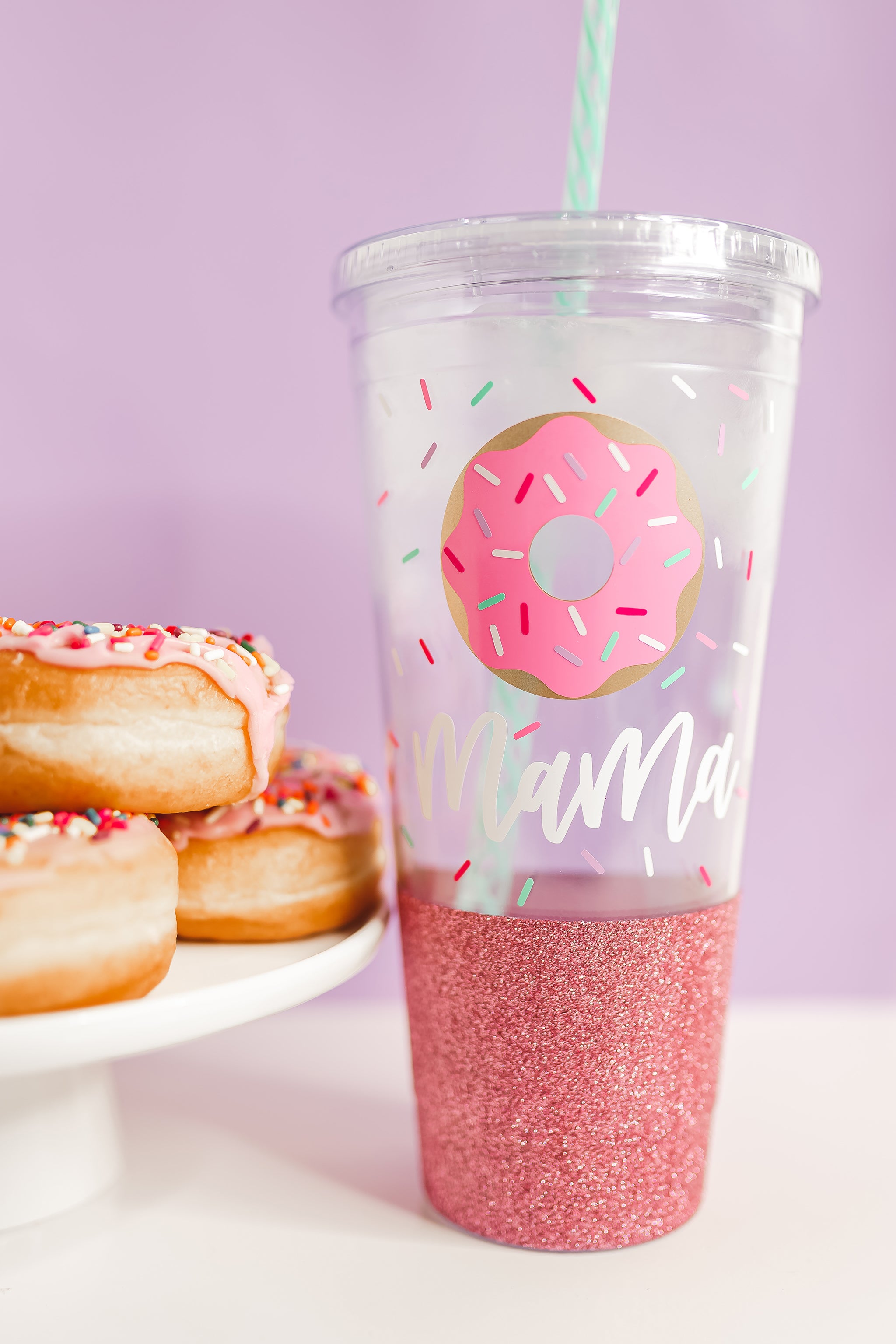 Mommy and Me Glitter Tumbler With Straw Mommy and Me Cups Boy Mom