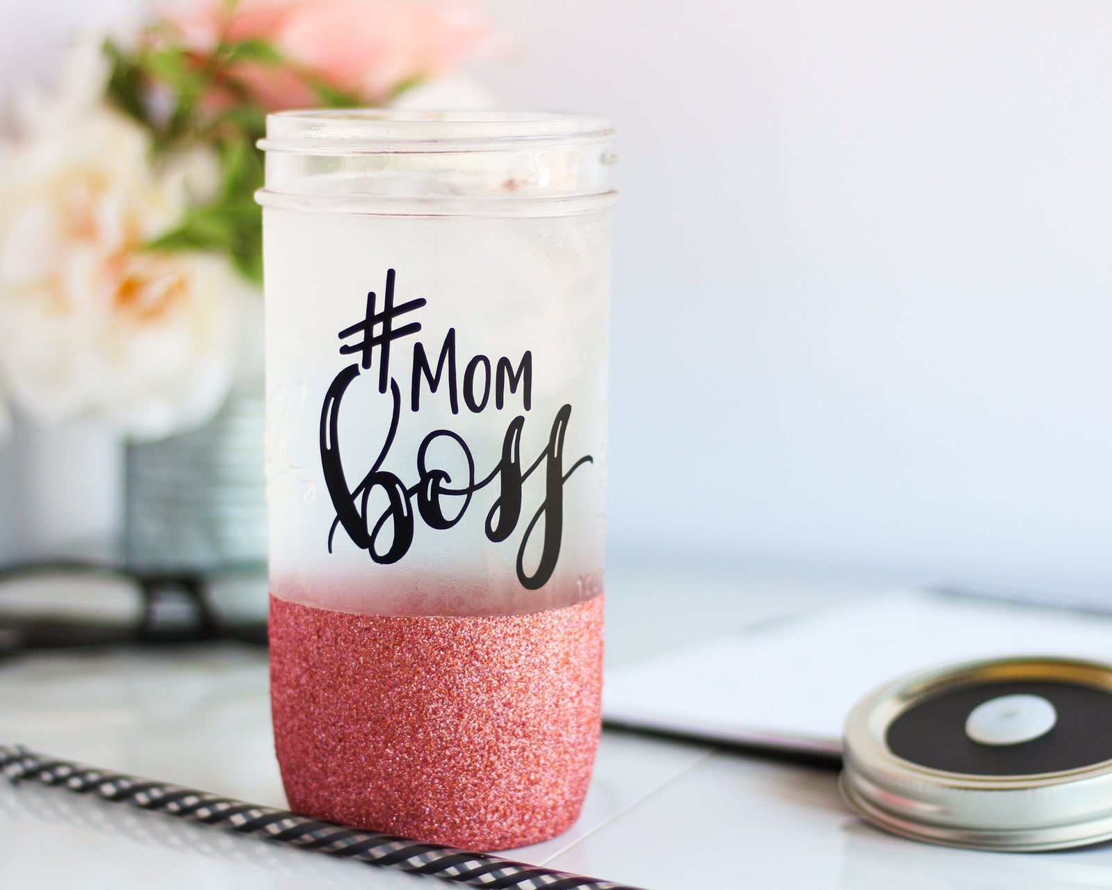 Mom Boss Mason Jar Tumbler