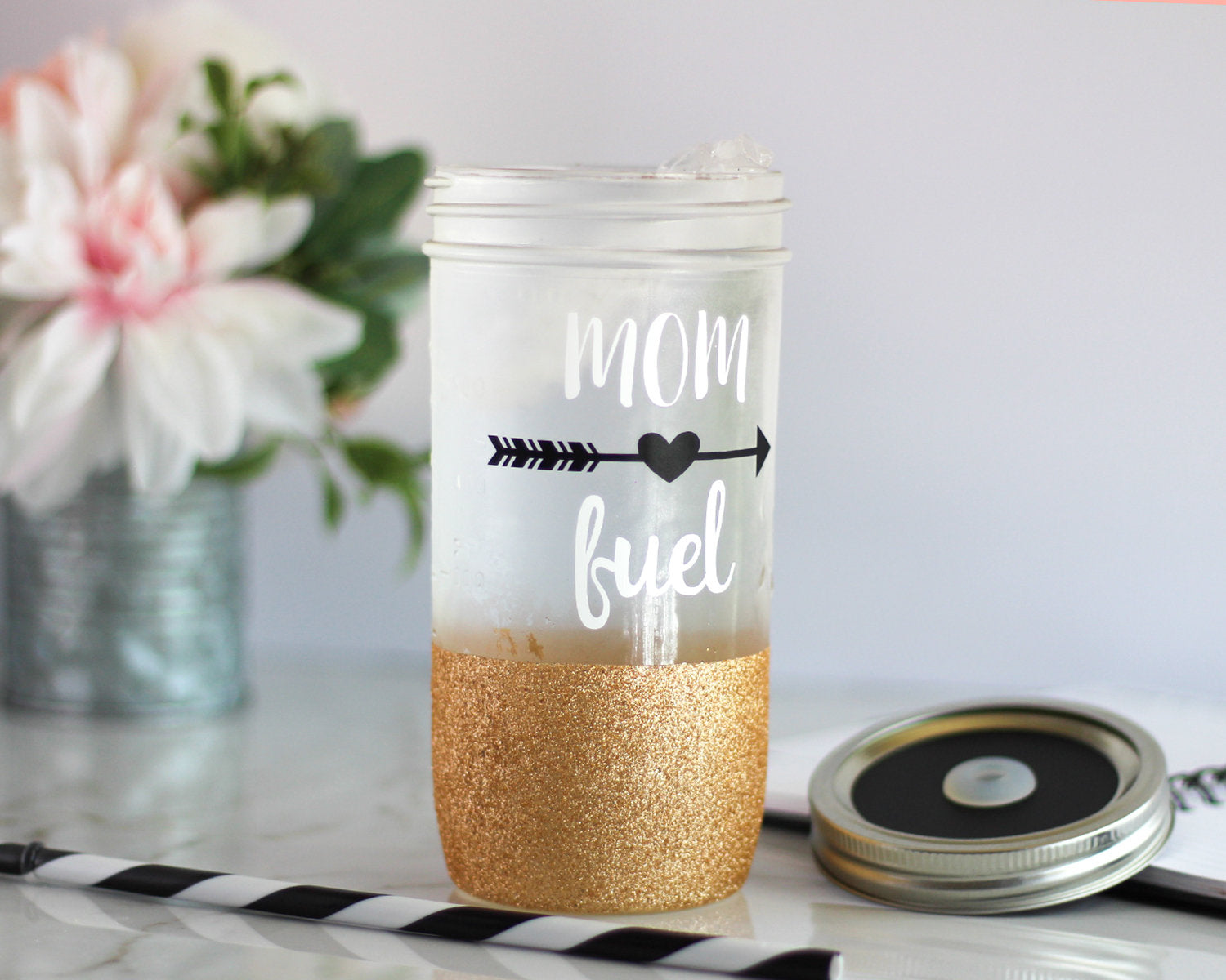 Mom Fuel Mason Jar Tumbler