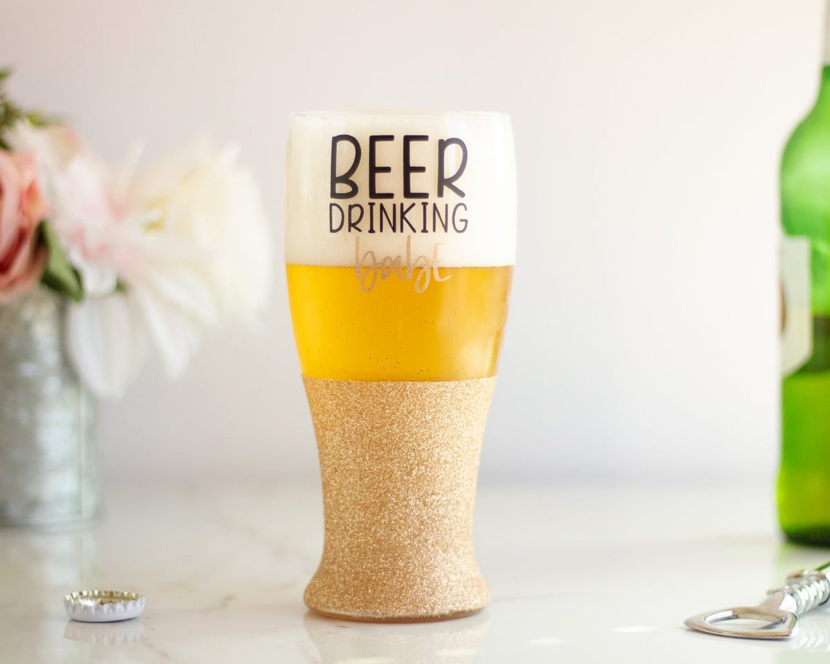 Beer Drinking Babe Beer Glass