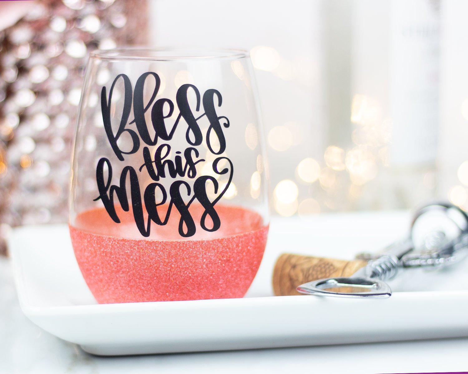 Bless This Mess Wine Glass